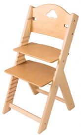 Sedees Dětská dřevěná rostoucí židle s autíčkem, BEZ POVRCHOVÉ ÚPRAVY - chytrá židle Sedees