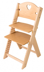 Sedees Dětská dřevěná rostoucí židle lakovaná se srdíčkem - chytrá židle Sedees