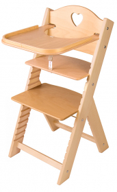 Sedees Dětská dřevěná jídelní židlička Sedees lakovaná se srdíčkem - chytrá židle Sedees