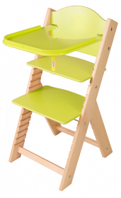 Dětská dřevěná jídelní židlička zelená bez obrázku - chytrá židle Sedees