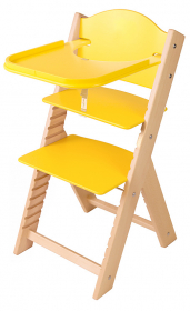 Sedees Dětská dřevěná jídelní židlička žlutá bez obrázku - chytrá židle Sedees