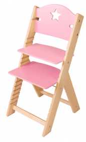 Sedees Dětská dřevěná rostoucí židle růžová s hvězdičkou - chytrá židle Sedees