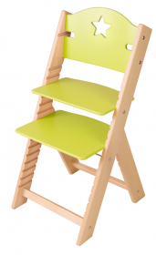 Sedees Dětská dřevěná rostoucí židle zelená s hvězdičkou - chytrá židle Sedees
