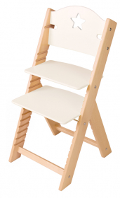 Sedees Dětská dřevěná rostoucí židle bílá s hvězdičkou - chytrá židle Sedees