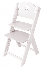 Dětská dřevěná rostoucí židle bílá mořená s hvězdičkou - chytrá židle Sedees