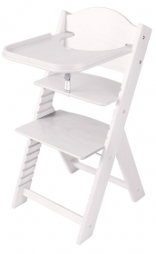 Sedees Dětská dřevěná jídelní židlička bílá mořená bez obrázku - chytrá židle Sedees