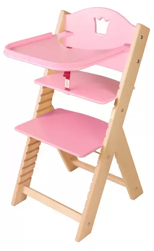 Dětská jídelní židlička růžová s korunkou