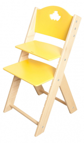 vyřazeno Dětská dřevěná rostoucí židle žlutá s parníkem - chytrá židle Sedees