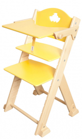 vyřazeno Dětská dřevěná jídelní židlička žlutá s parníkem - chytrá židle Sedees