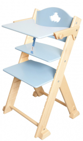 vyřazeno Dětská dřevěná jídelní židlička modrá s parníkem - chytrá židle Sedees