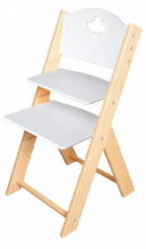 vyřazeno Dětská dřevěná rostoucí židle bílá s parníkem - chytrá židle Sedees