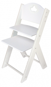 vyřazeno Dětská dřevěná rostoucí židle bílá s parníkem, bílé bočnice - chytrá židle Sedees