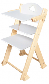 vyřazeno Dětská dřevěná jídelní židlička bílá s parníkem - chytrá židle Sedees