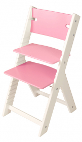 Chytrá rostoucí židle Sedees Line růžová, bílé bočnice
