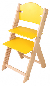 Dětská dřevěná rostoucí židle žlutá bez obrázku - chytrá židle Sedees