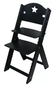 Sedees Rostoucí dětská židle černá s hvězdičkou, černé bočnice - chytrá židle Sedees