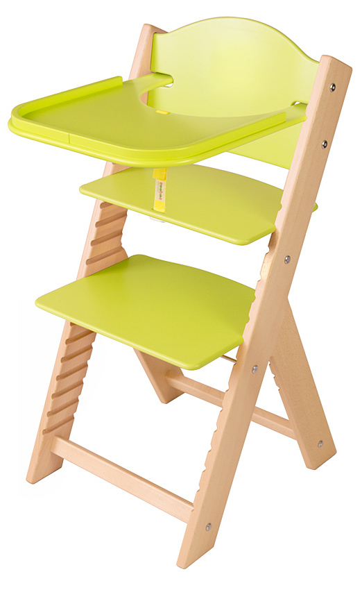 Sedees-Dětská dřevěná jídelní židlička zelená bez obrázku - chytrá židle Sedees