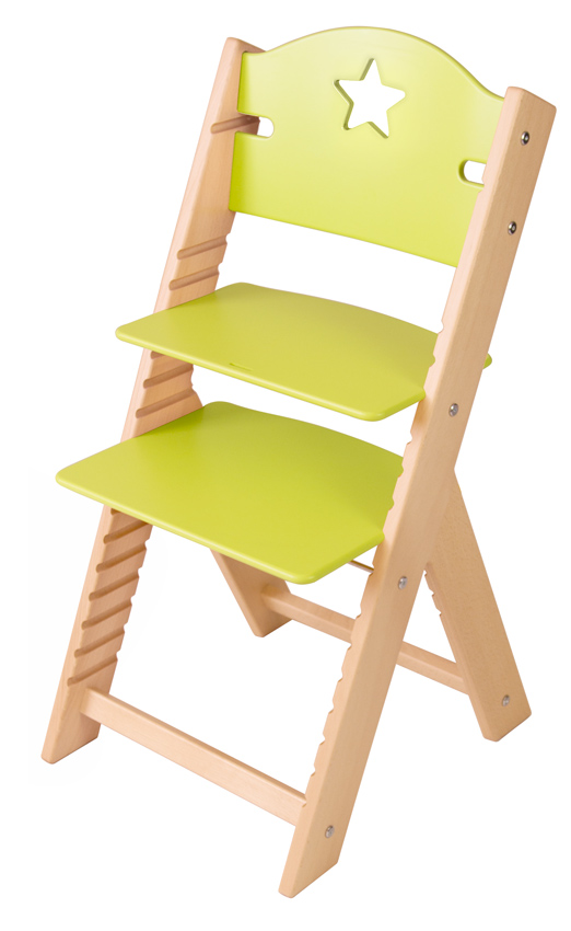 Sedees-Dětská dřevěná rostoucí židle zelená s hvězdičkou - chytrá židle Sedees