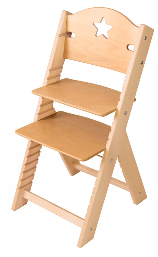 Dětská dřevěná rostoucí židle lakovaná s hvězdičkou - chytrá židle Sedees